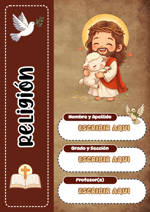 Portada de Religion Secundaria de Religión para cuaderno escolar para imprimir gratis - perfecto para organizar tus apuntes
