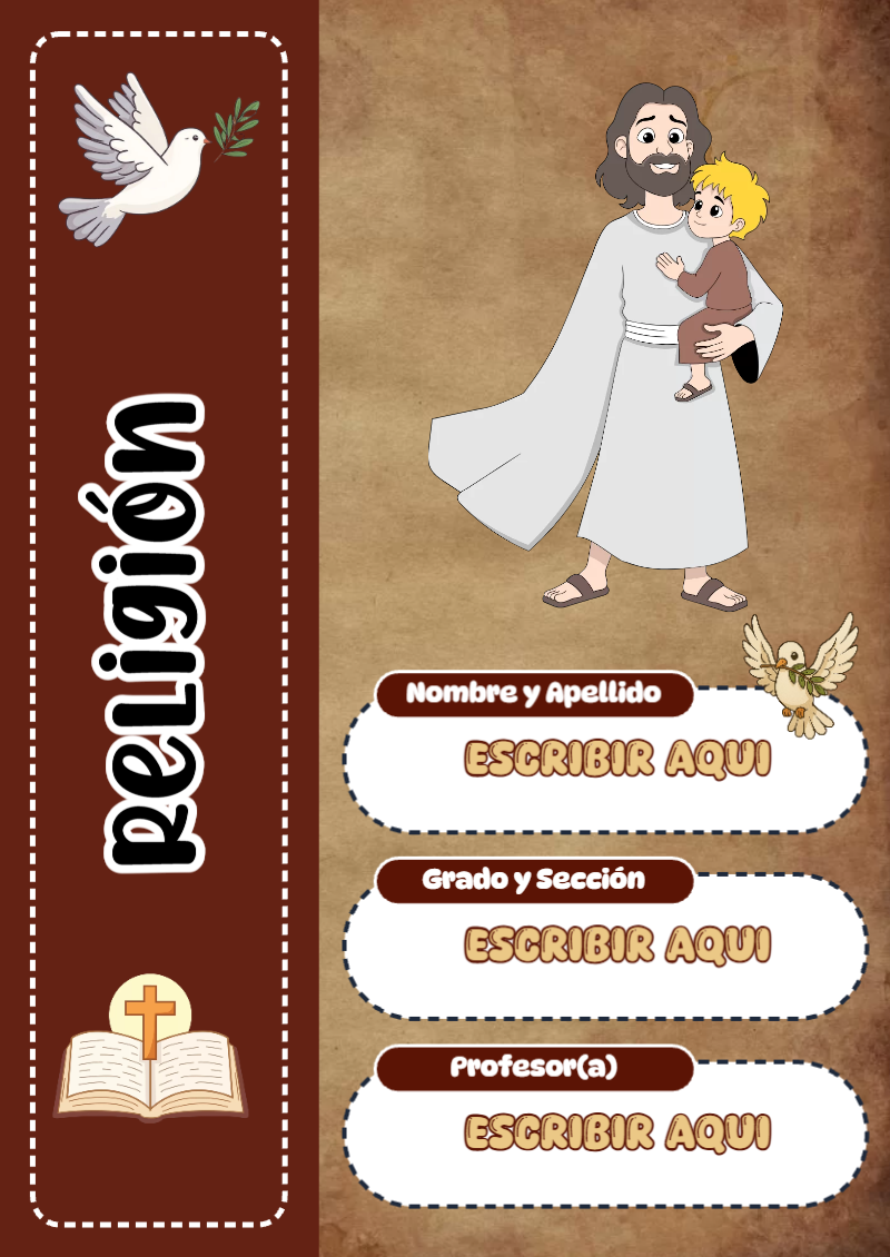 Portada de Religion Secundaria de Religión Editable para Imprimir Gratis
