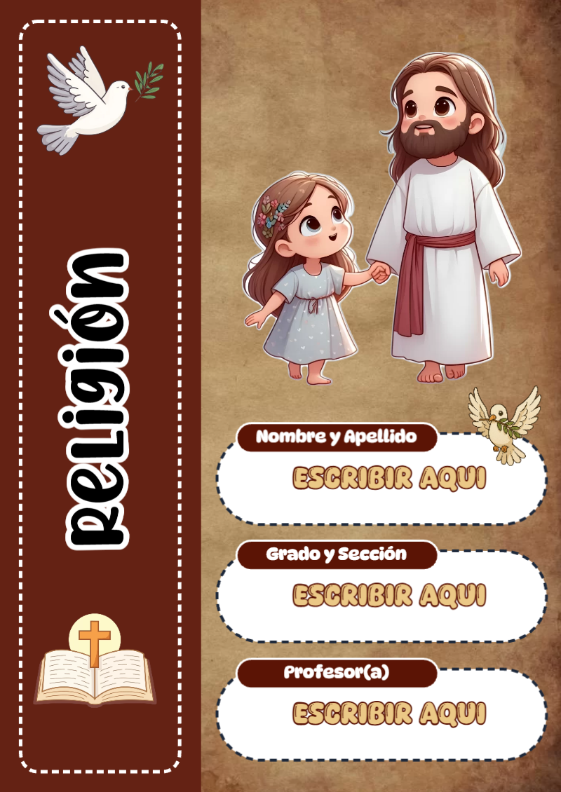 Portada de Religion Secundaria de Religión Editable para Imprimir Gratis