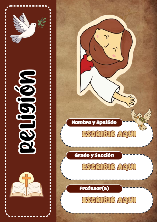 Portada de Religion Secundaria de Religión para cuaderno escolar creativa - perfecto para organizar tus apuntes
