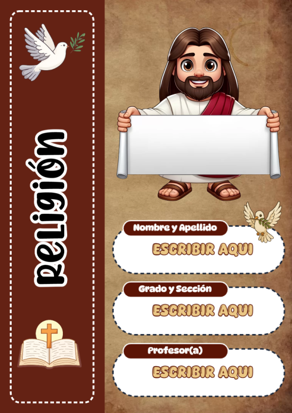 Portada de Religion Secundaria de Religión para cuaderno decorativa y bonita - diseño escolar moderno