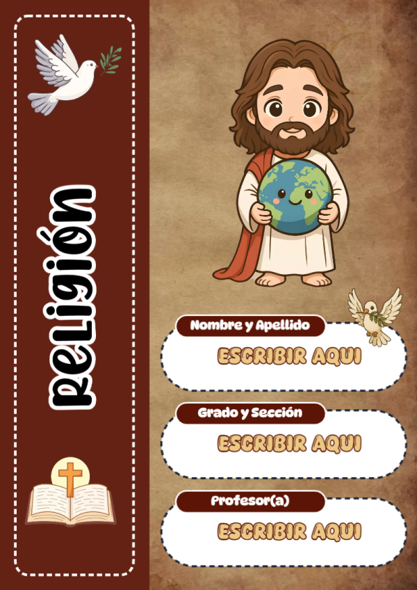 Portada de Religion Secundaria de Religión para cuaderno con diseño bonito - versión premium para imprimir