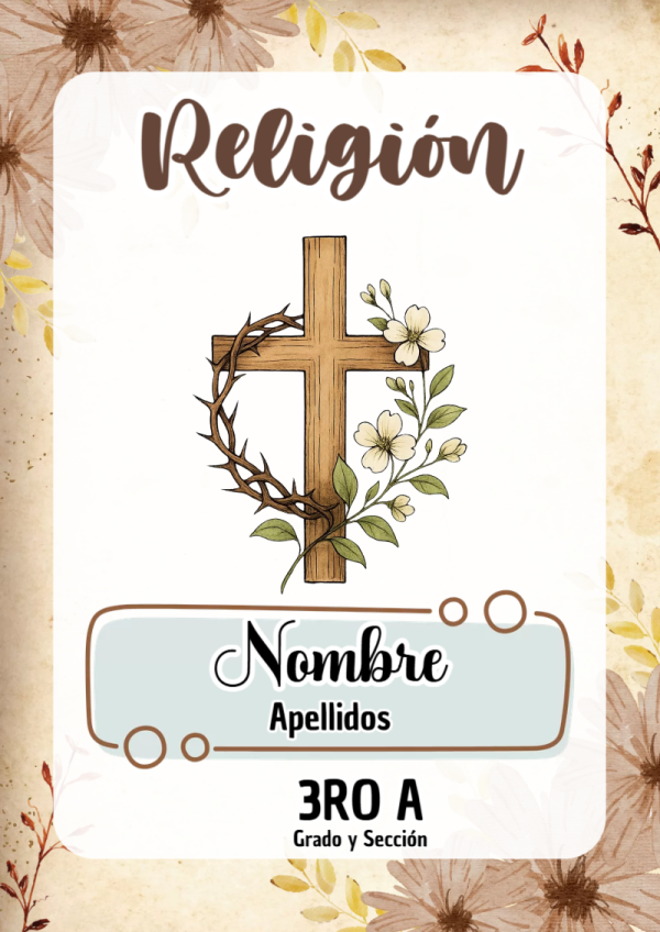 Portada de Religion Secundaria de Religión para cuaderno ideal para niños - ideal para cuadernos de espiral