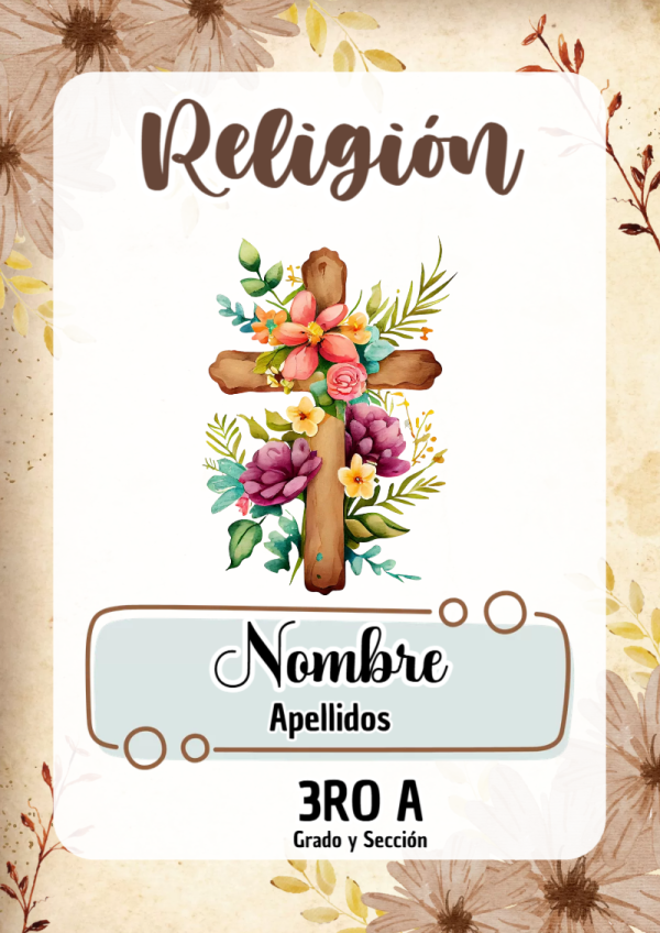 Portada de Religion Secundaria de Religión para cuaderno colorida y creativa - con colores vivos y llamativos