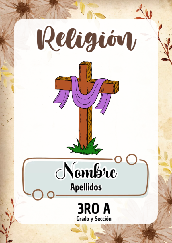 Portada de Religion Secundaria de Religión para cuaderno escolar creativa - disponible para descarga gratuita