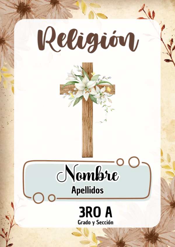 Portada de Religion Secundaria de Religión para cuaderno llamativa y bonita - para todas las edades y grados