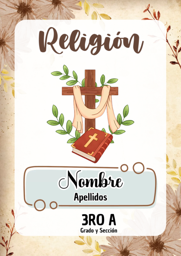Portada de Religion Secundaria de Religión para cuaderno con estilo infantil - ideal para el nuevo año escolar
