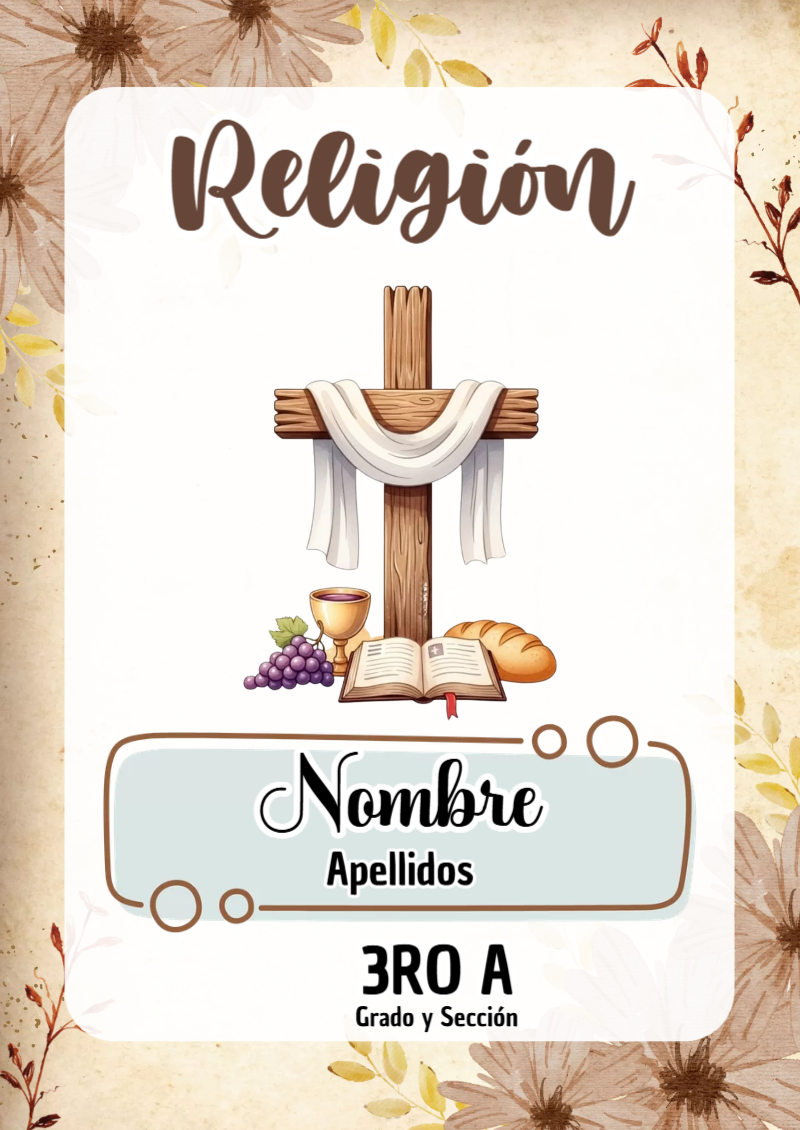 Portada de Religion Secundaria de Religión Editable para Imprimir Gratis