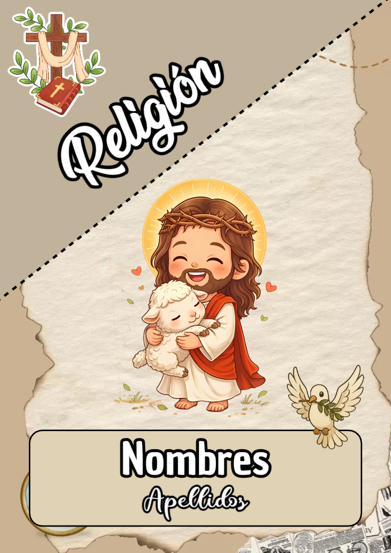 Portada de Religion Secundaria de Religión para cuaderno con estilo infantil - ideal para el nuevo año escolar
