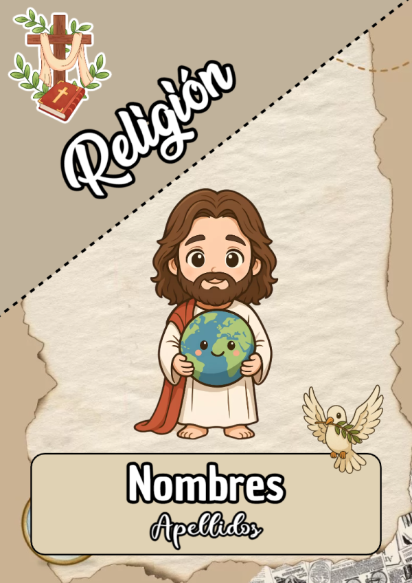 Portada de Religion Secundaria de Religión para cuaderno para primaria - versión premium para imprimir