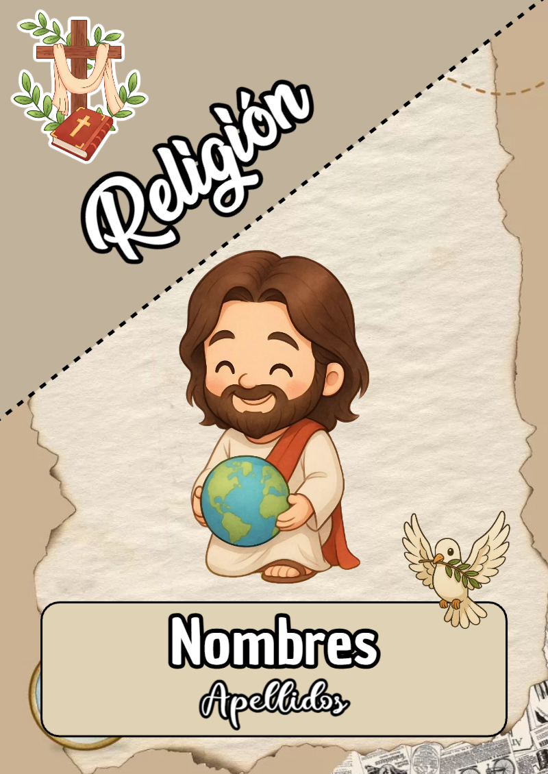 Portada de Religion Secundaria de Religión para cuaderno escolar para imprimir gratis - con colores vivos y llamativos