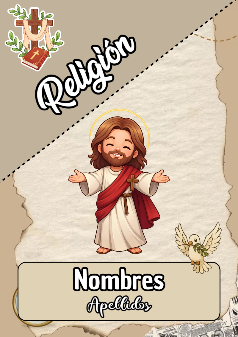 Portada de Religion Secundaria de Religión Editable para Imprimir Gratis