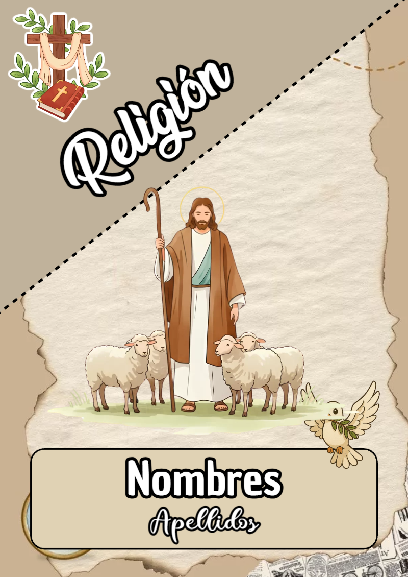 Portada de Religion Secundaria de Religión para cuaderno para niños de primaria - ideal para cuadernos de espiral