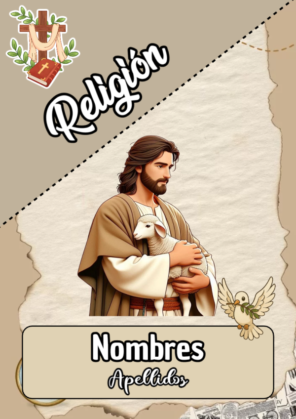 Portada de Religion Secundaria de Religión para cuaderno con diseño bonito - tendencia educativa 2026