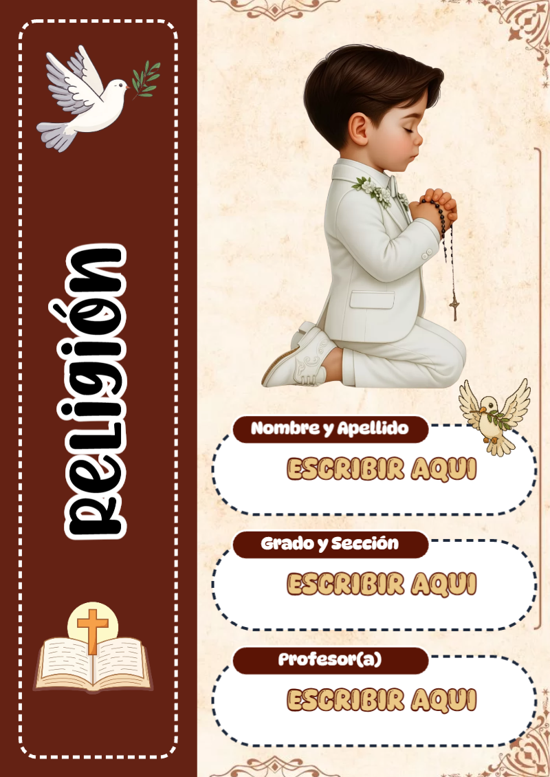 Portada de Religion Secundaria de Religión para cuaderno con estilo infantil - perfecto para organizar tus apuntes