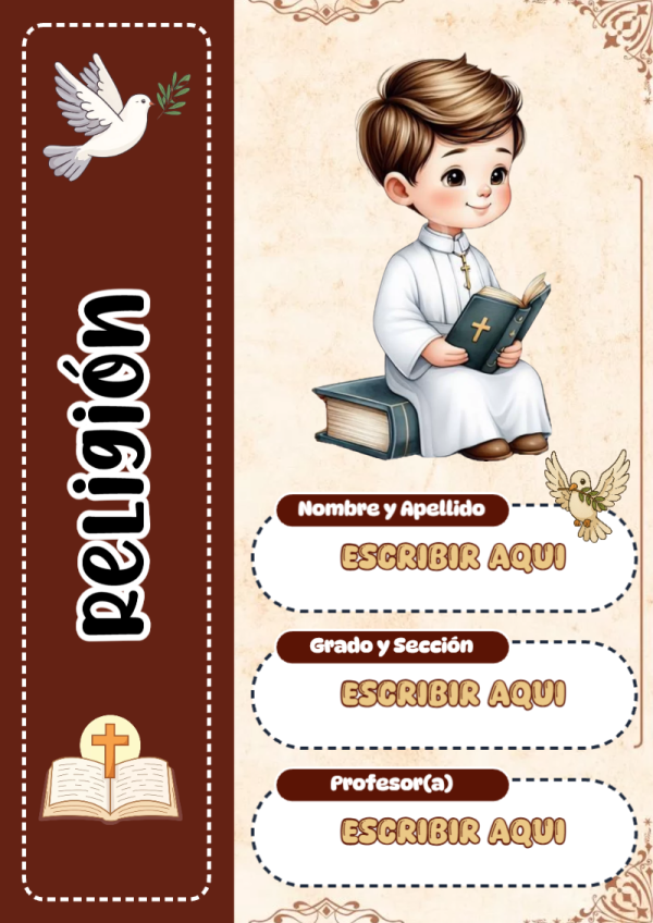 Portada de Religion Secundaria de Religión para cuaderno en formato A4 - con colores vivos y llamativos