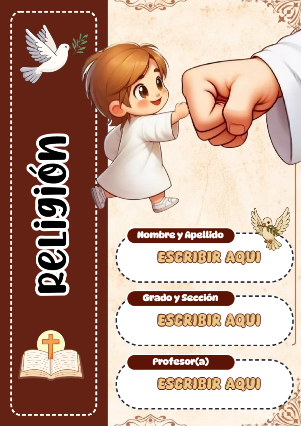 Portada de Religion Secundaria de Religión para cuaderno lista para imprimir en A4 - disponible para descarga gratuita