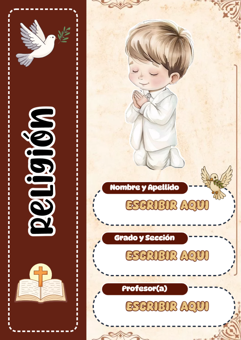 Portada de Religion Secundaria de Religión para cuaderno con diseño escolar - creación especial de Mini Canva