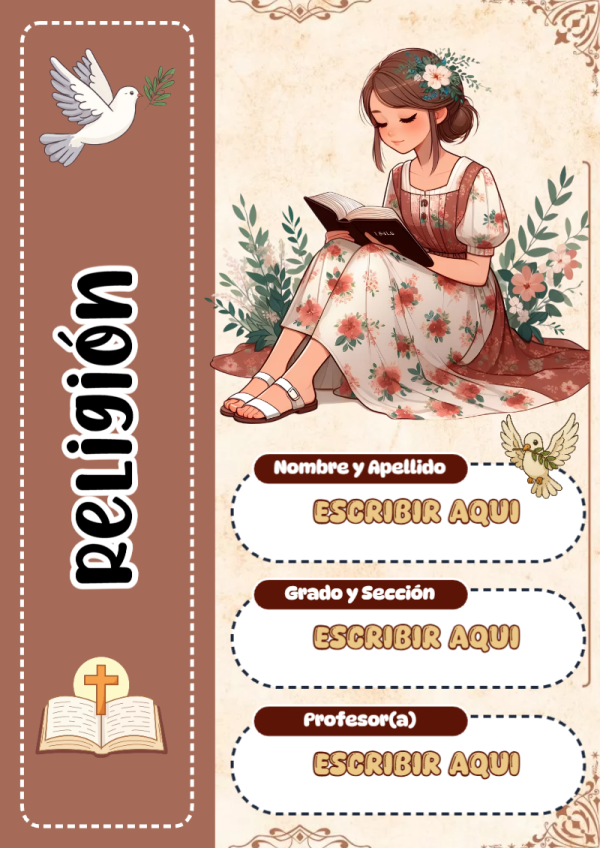Portada de Religion Secundaria de Religión para cuaderno con estilo infantil - ideal para el nuevo año escolar