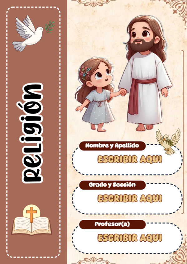 Portada de Religion Secundaria de Religión para cuaderno con estilo creativo - para el regreso a clases