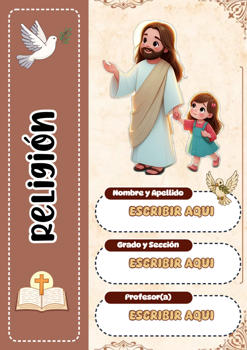 Portada de Religion Secundaria de Religión Editable para Imprimir Gratis