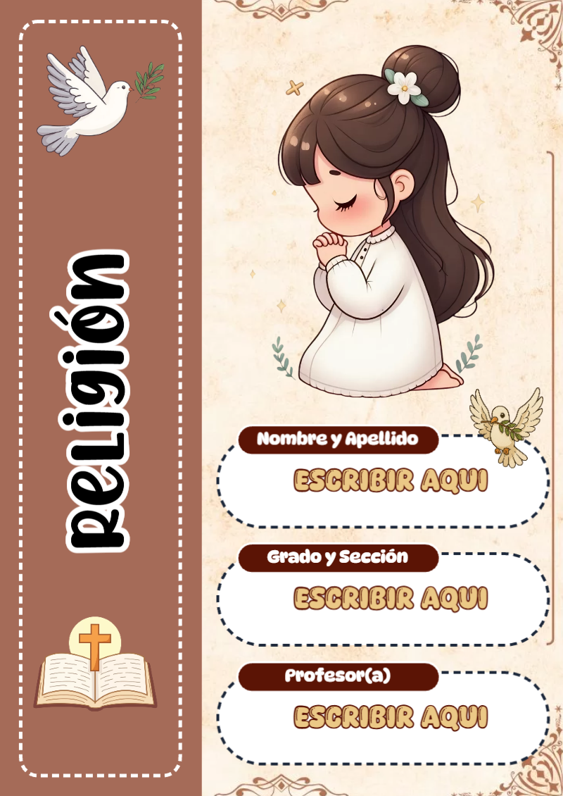Portada de Religion Secundaria de Religión para cuaderno para primaria - tendencia educativa 2026