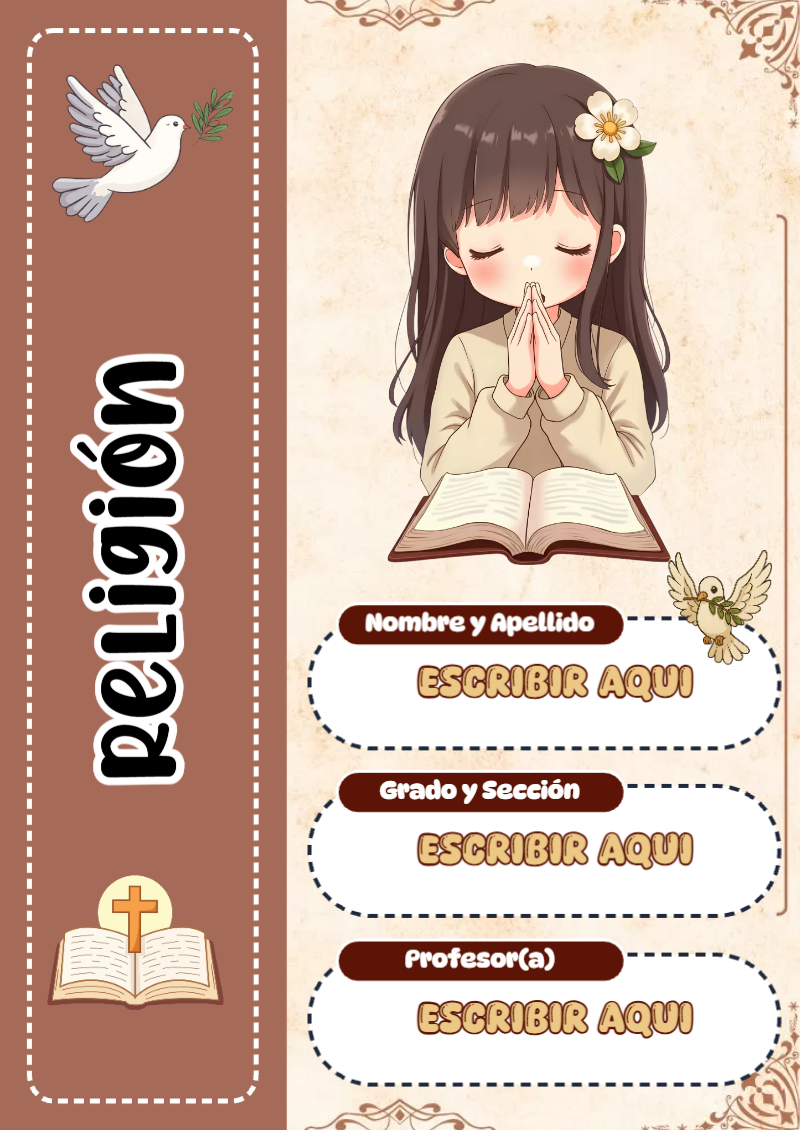 Portada de Religion Secundaria de Religión Editable para Imprimir Gratis