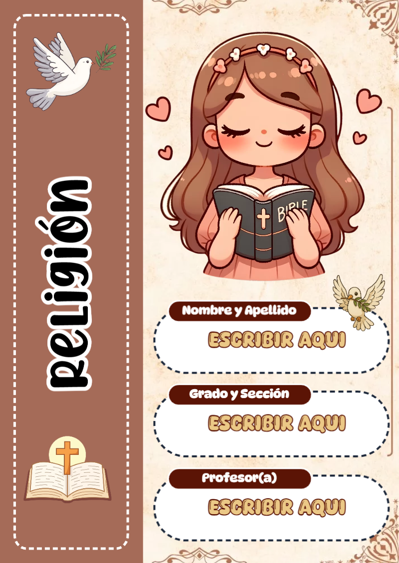 Portada de Religion Secundaria de Religión Editable para Imprimir Gratis