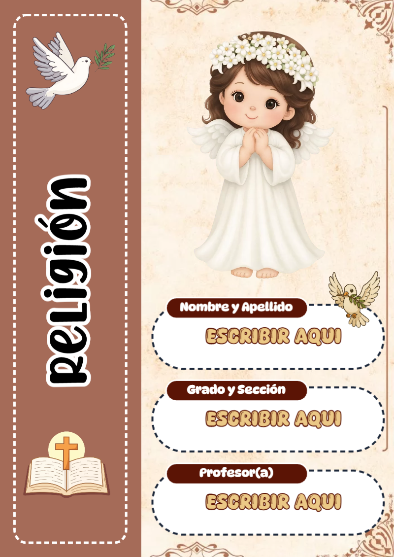Portada de Religion Secundaria de Religión Editable para Imprimir Gratis
