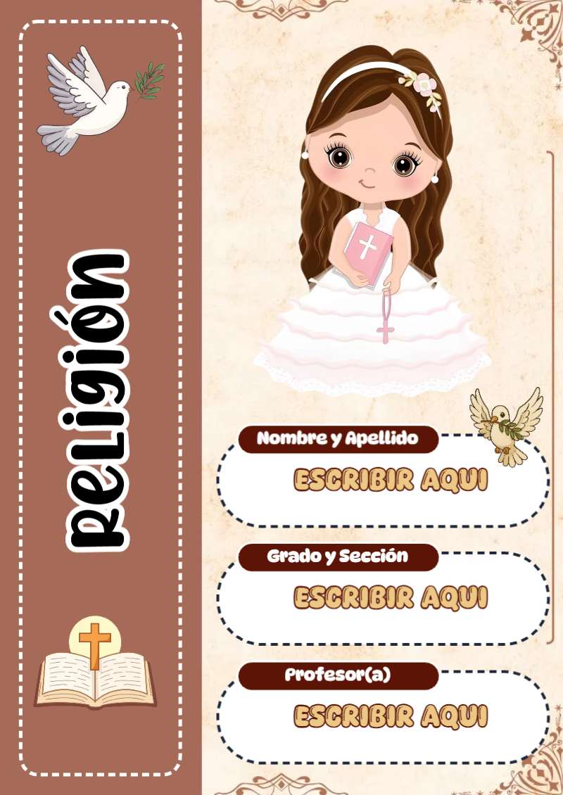 Portada de Religion Secundaria de Religión para cuaderno para primaria - ideal para cuadernos de espiral