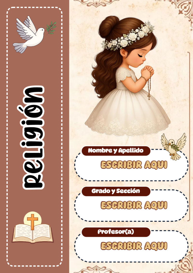 Portada de Religion Secundaria de Religión Editable para Imprimir Gratis