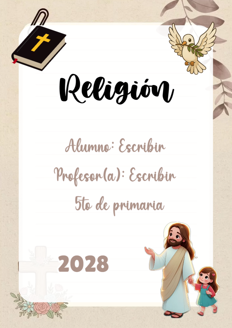 Portada de Religion Secundaria de Religión Editable para Imprimir Gratis
