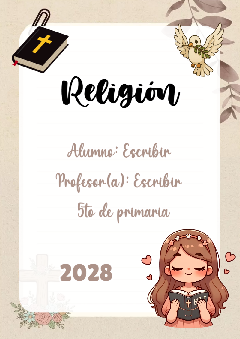 Portada de Religion Secundaria de Religión Editable para Imprimir Gratis
