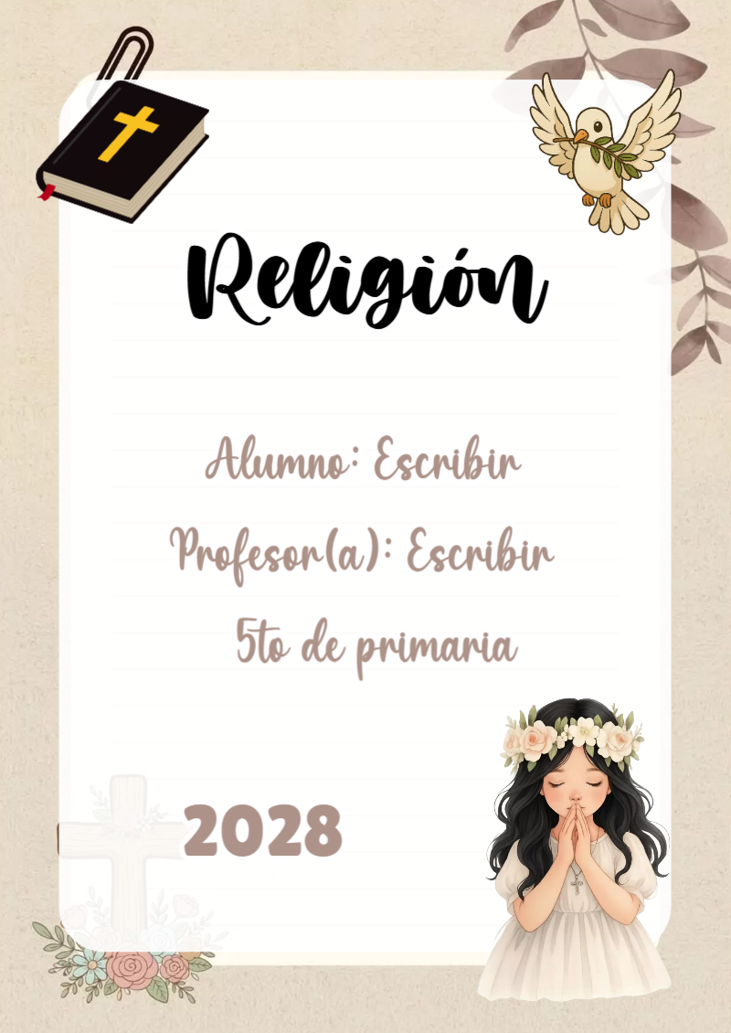 Portada de Religion Secundaria de Religión para cuaderno para estudiantes - disponible para descarga gratuita