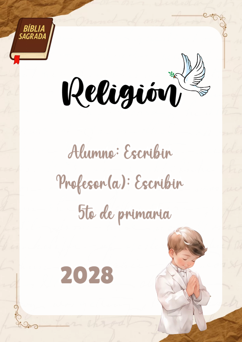 Portada de Religion Secundaria de Religión para cuaderno para estudiantes - diseño exclusivo y original