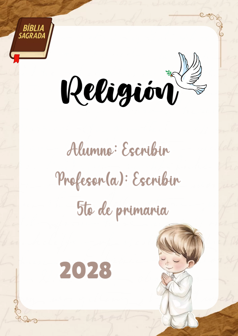 Portada de Religion Secundaria de Religión Editable para Imprimir Gratis