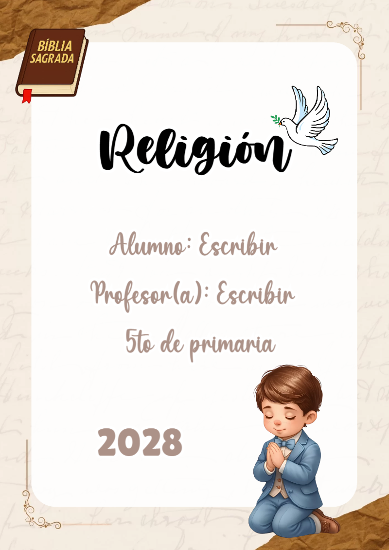 Portada de Religion Secundaria de Religión para cuaderno escolar para imprimir gratis - formato digital listo para usar