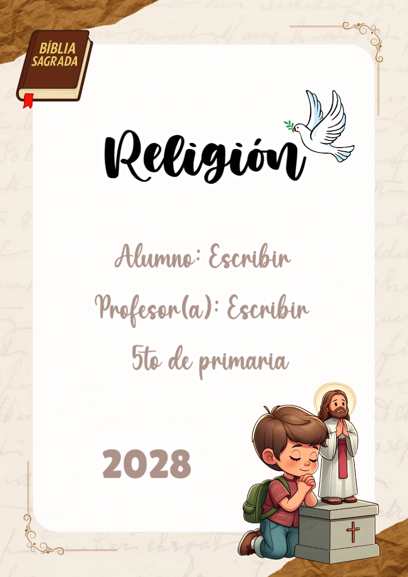 Portada de Religion Secundaria de Religión para cuaderno con diseño bonito - versión premium para imprimir