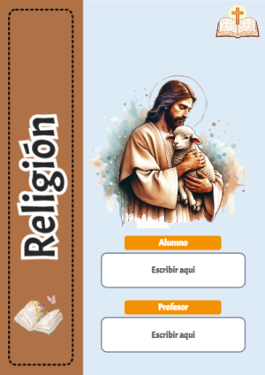 Portada de Religion Secundaria - PORTADAS DE RELIGION para cuaderno para niños de primaria - formato digital listo para usar