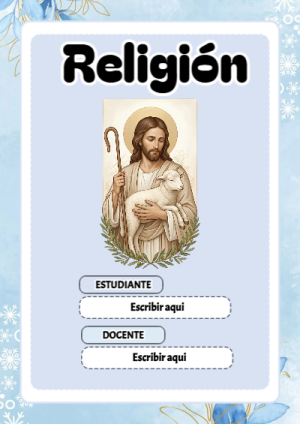 Portada de Religion Secundaria - RELIGIÓN para cuaderno escolar creativa - estilo único para estudiantes