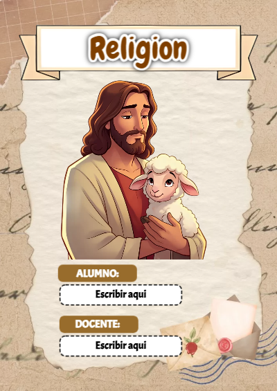 Portada de RELIGIÓN Editable para Imprimir Gratis
