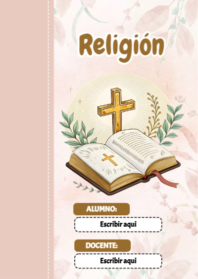 Portada de RELIGIÓN Editable para Imprimir Gratis