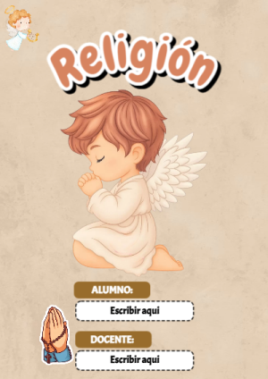 Portada de Religion Secundaria - RELIGION para cuaderno fácil de imprimir - para el regreso a clases