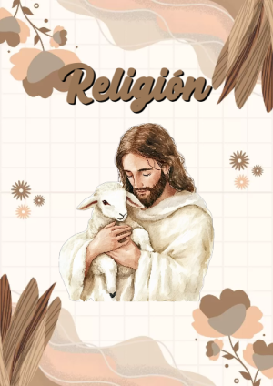 Portada de Religion Secundaria - Religion para cuaderno decorativa y bonita - diseño escolar moderno