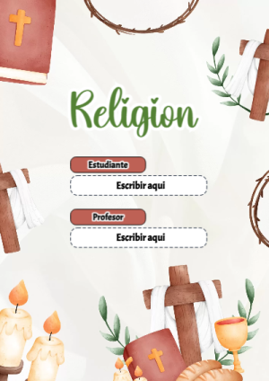 Portada de Religion Secundaria - Religion para cuaderno personalizada para imprimir - estilo único para estudiantes