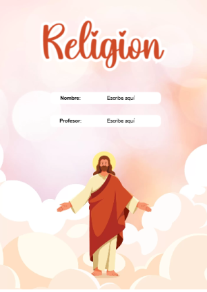 Portada de Religion Secundaria - Religion para cuaderno en formato A4 - para el regreso a clases