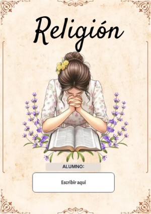 Portada de Religion Secundaria - RELIGIÓN para cuaderno para clases - ideal para el nuevo año escolar