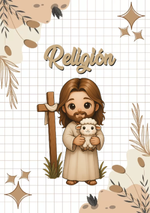 Portada de Religion Secundaria - Religión para cuaderno con estilo infantil - creación especial de Mini Canva