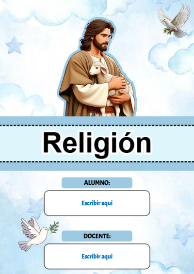 Portada de RELIGIÓN Editable para Imprimir Gratis