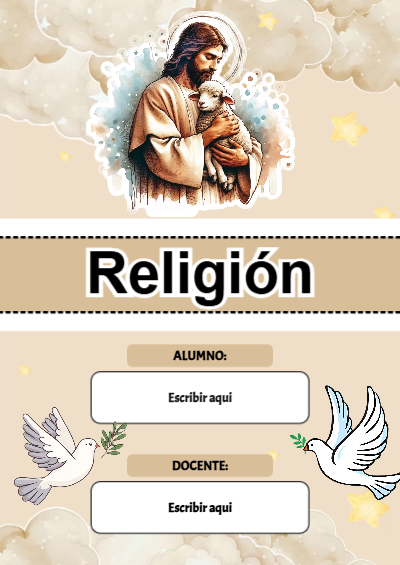 Portada de RELIGIÓN Editable para Imprimir Gratis